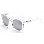 Transparent Round Arrow Arm Silver Mirror Polarized Lens Sunglasses